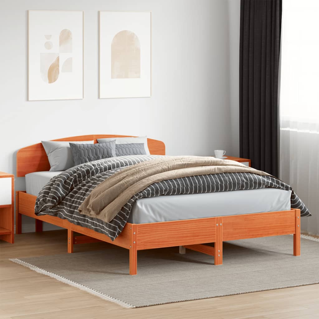 Bedframe zonder matras massief grenenhout wasbruin 150x200 cm is nu te koop bij PeponiXL, paradijselijk wonen!