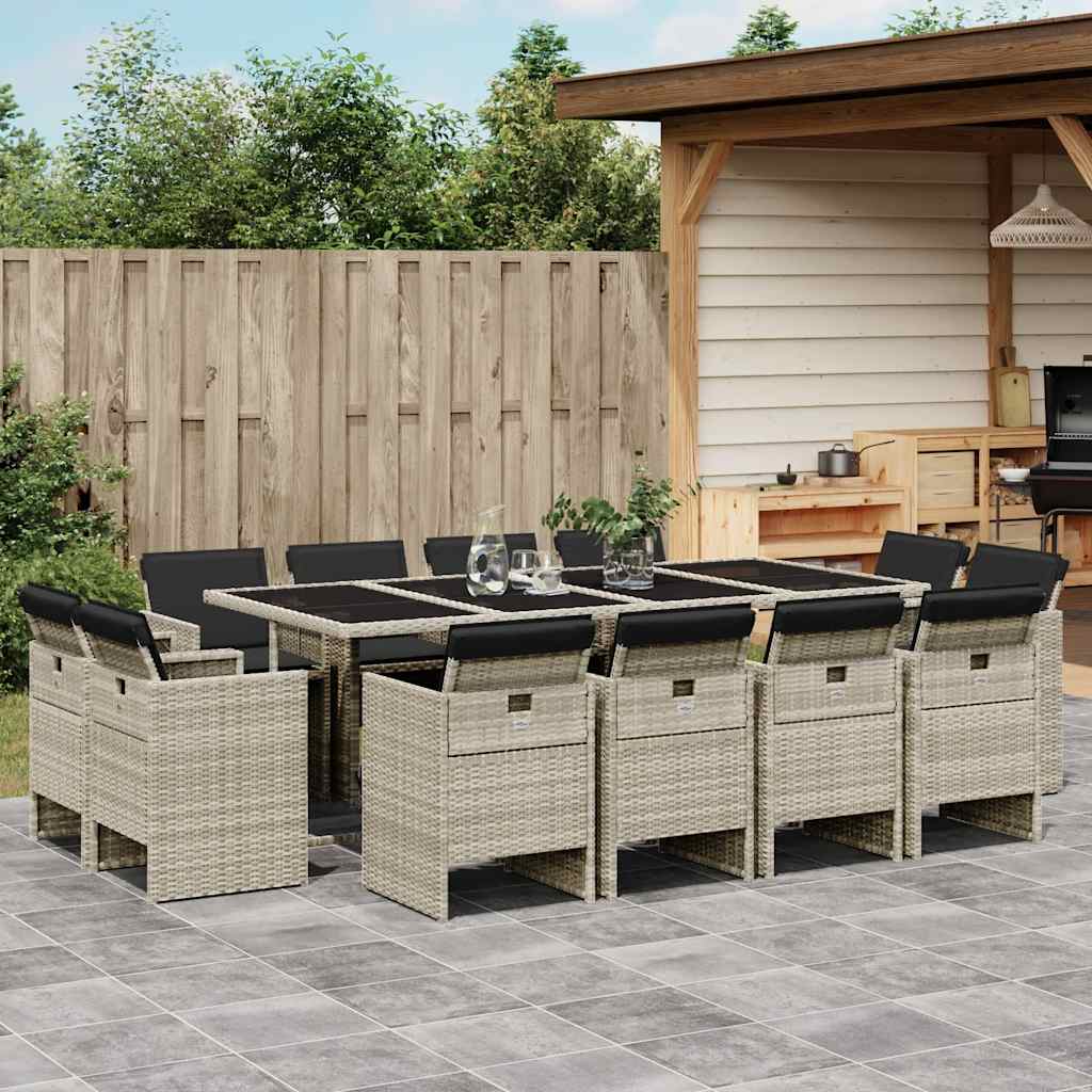 13-delige Tuinset met kussens poly rattan lichtgrijs is nu te koop bij PeponiXL, paradijselijk wonen!
