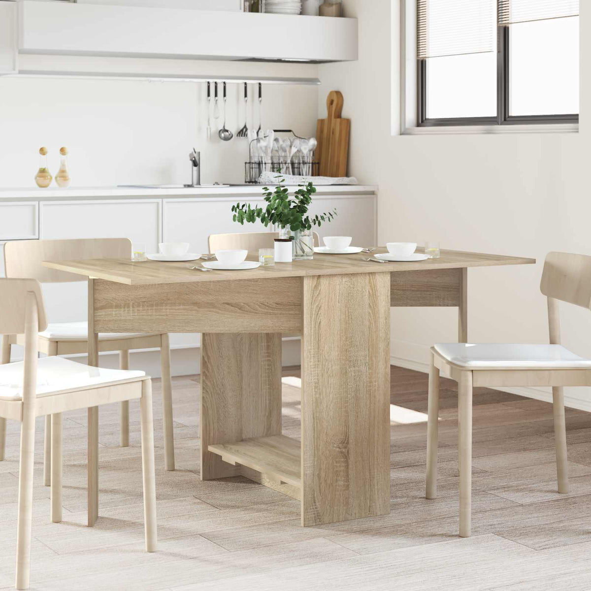 Eettafel 138 x 70 x 73,5 cm Bewerkt hout Sonoma Eiken is nu te koop bij PeponiXL, paradijselijk wonen!