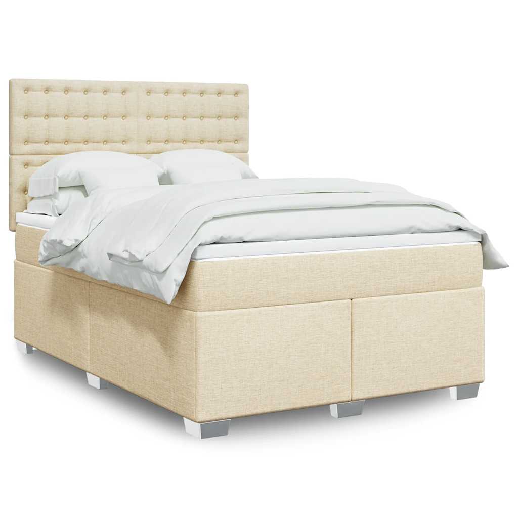 Boxspring met matras stof crèmekleurig 140x200 cm is nu te koop bij PeponiXL, paradijselijk wonen!