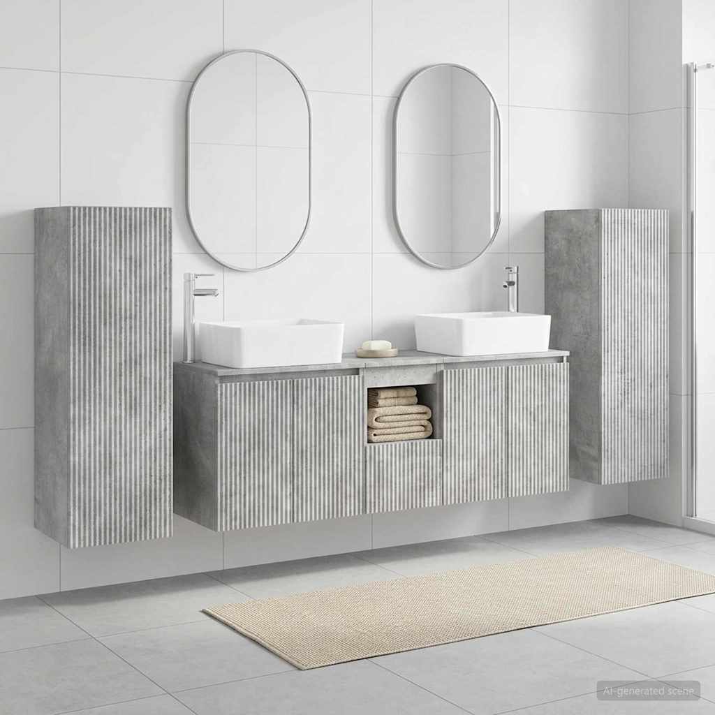 Badkamermeubelset 5 st Betongrijs 33 x 34,5 x 100 cm is nu te koop bij PeponiXL, paradijselijk wonen!