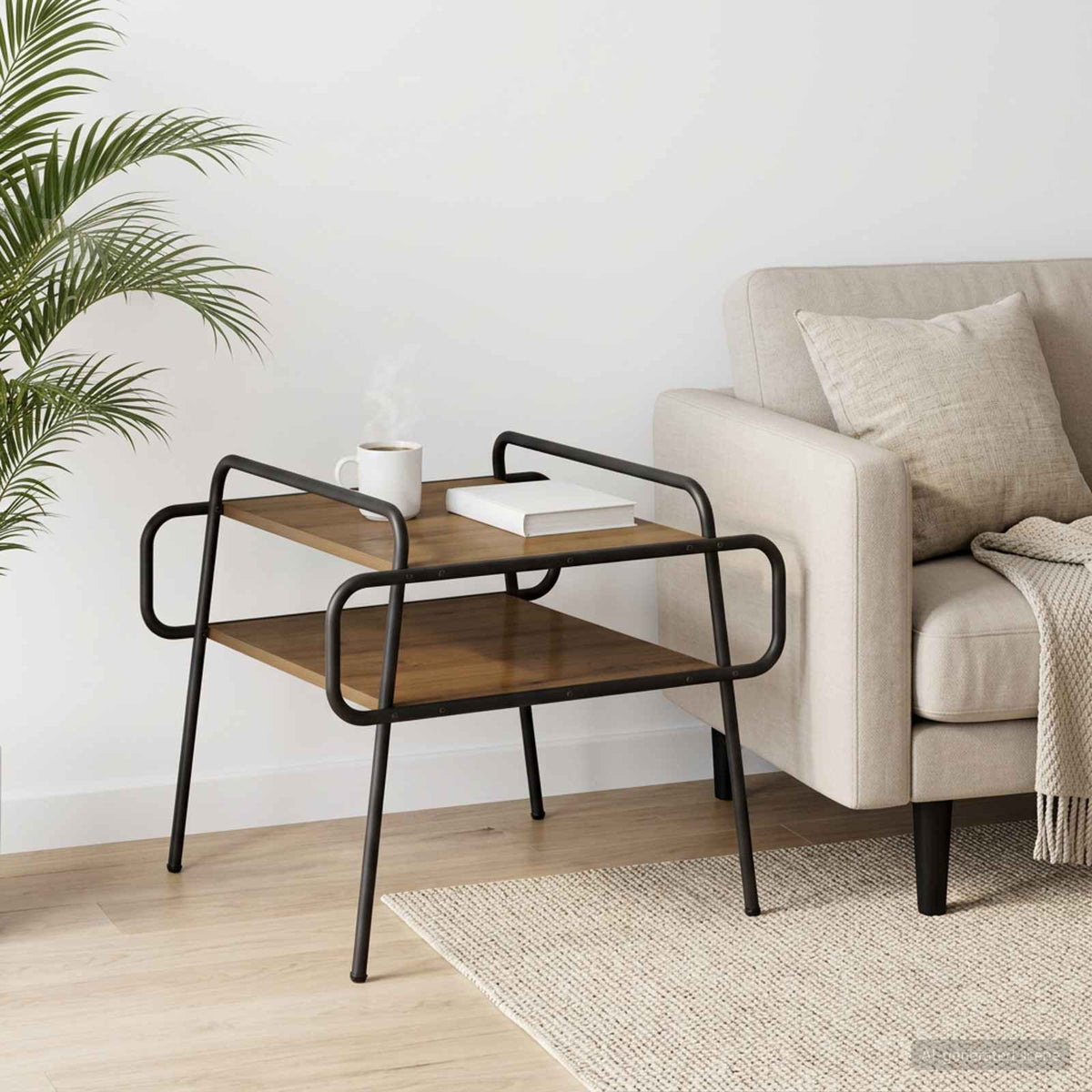Salontafel Artisanaal eiken 60 x 60 x 51 cm Bewerkt hout is nu te koop bij PeponiXL, paradijselijk wonen!