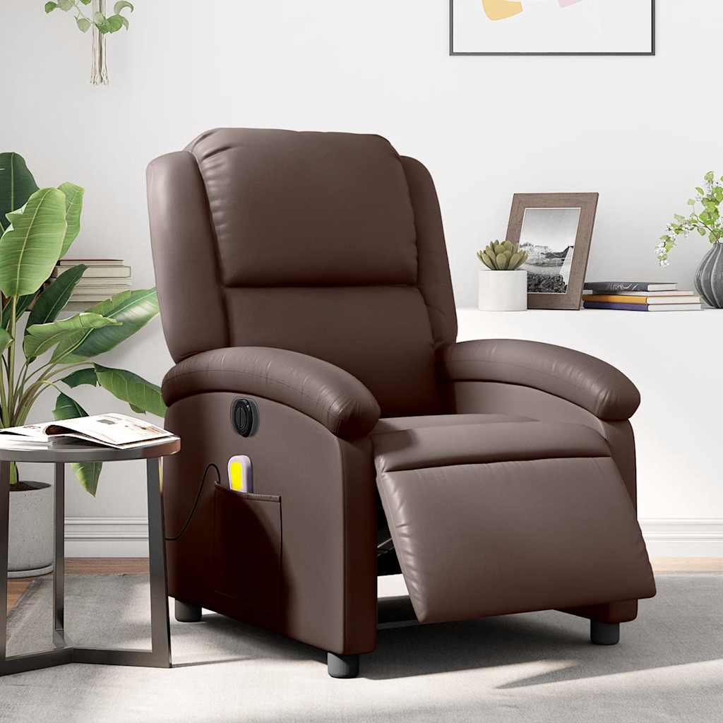 Massagestoel verstelbaar elektrisch kunstleer bruin is nu te koop bij PeponiXL, paradijselijk wonen!