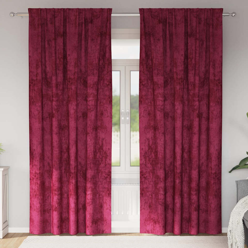Velvet Gordijnen 2 pcs Wijnrood 245 x 140 cm Fluweel is nu te koop bij PeponiXL, paradijselijk wonen!