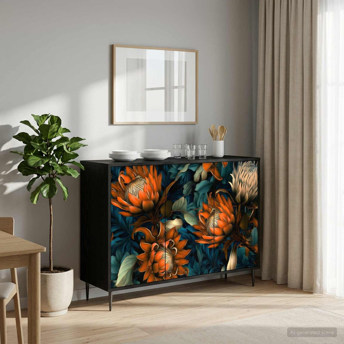 Dressoir LOCHEM Zwart eiken 102 x 33 x 76 cm Bewerkt hout is nu te koop bij PeponiXL, paradijselijk wonen!