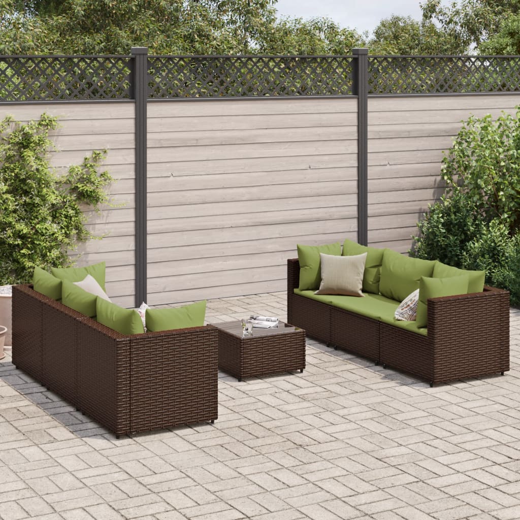 7-delige Loungeset met kussens poly rattan bruin is nu te koop bij PeponiXL, paradijselijk wonen!