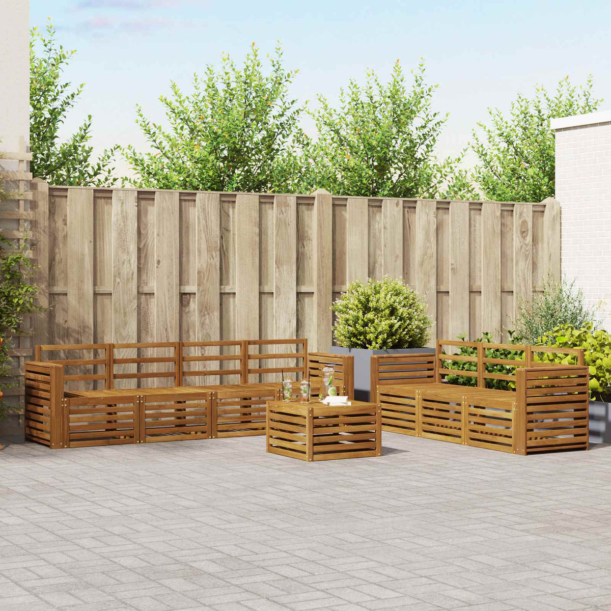 Sofa-Sets 8 pcs Naturel Massief Acaciahout is nu te koop bij PeponiXL, paradijselijk wonen!