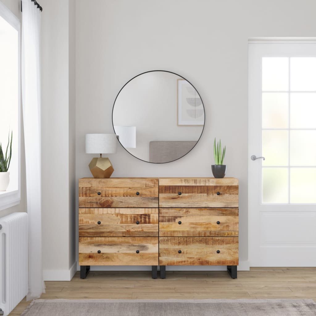 Dressoirs 2 st 60x33x75 cm ruw mangohout is nu te koop bij PeponiXL, paradijselijk wonen!