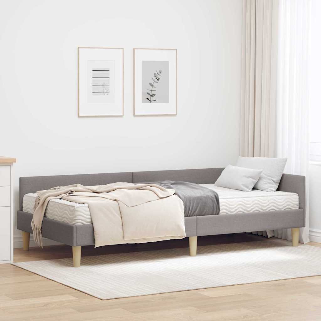 Hoekbedframe met Matras met matras 2 pcs Taupe Stof is nu te koop bij PeponiXL, paradijselijk wonen!