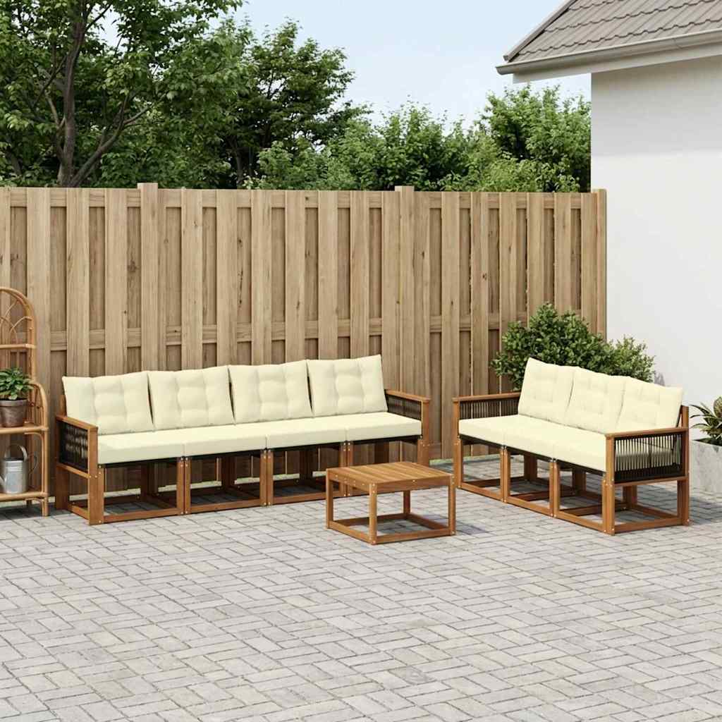 Buiten bankenset met kussen 8 pcs Natuurlijk en Crème is nu te koop bij PeponiXL, paradijselijk wonen!