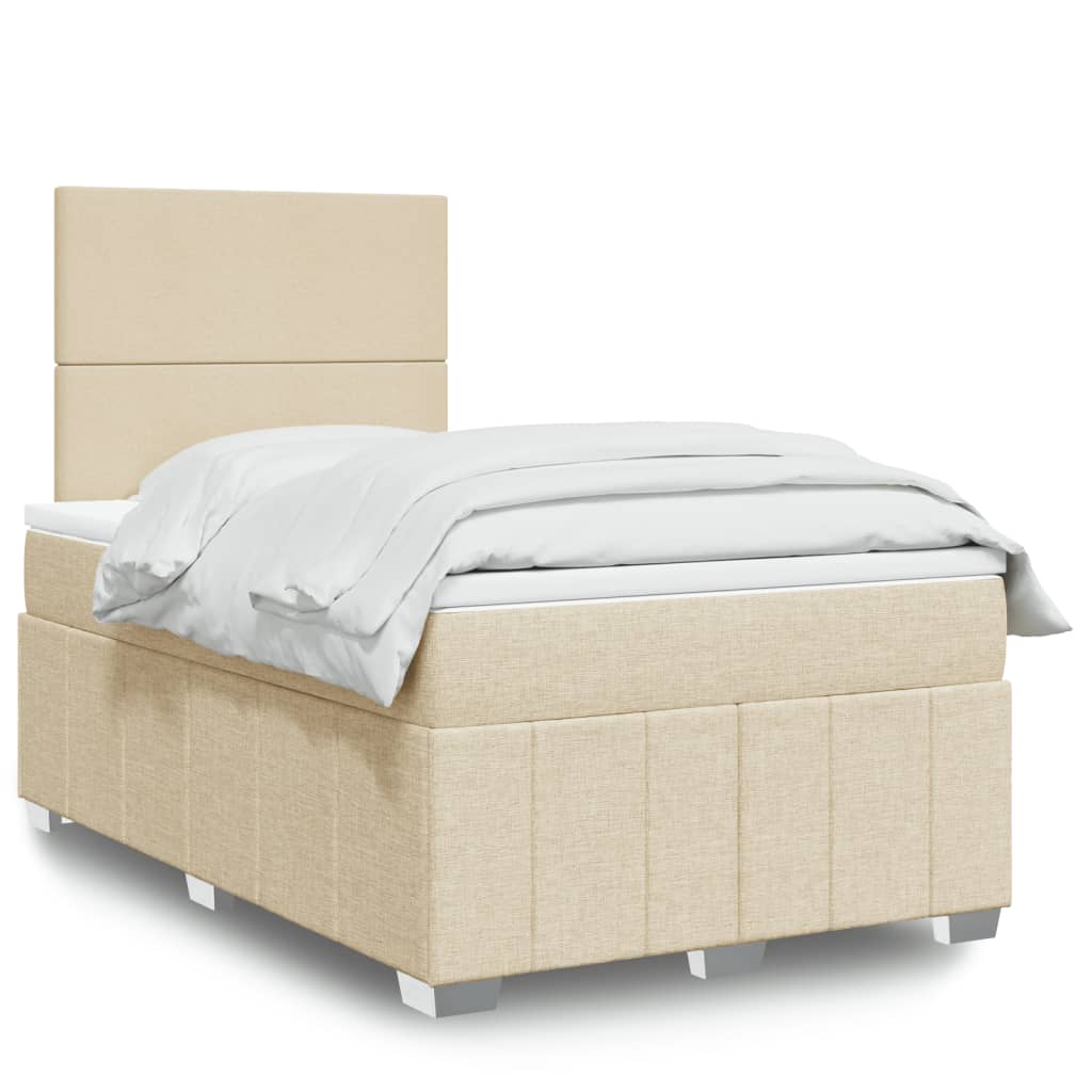 Boxspring met matras stof crèmekleurig 120x200 cm is nu te koop bij PeponiXL, paradijselijk wonen!