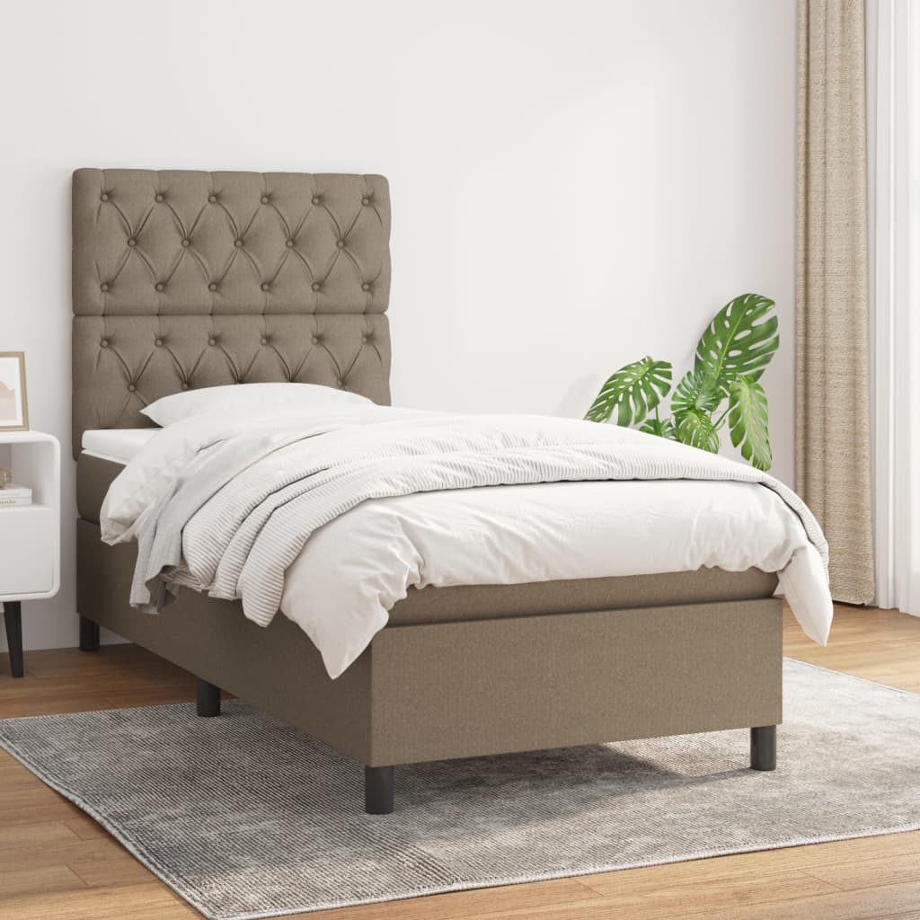 Boxspring met matras stof taupe 80x200 cm is nu te koop bij PeponiXL, paradijselijk wonen!