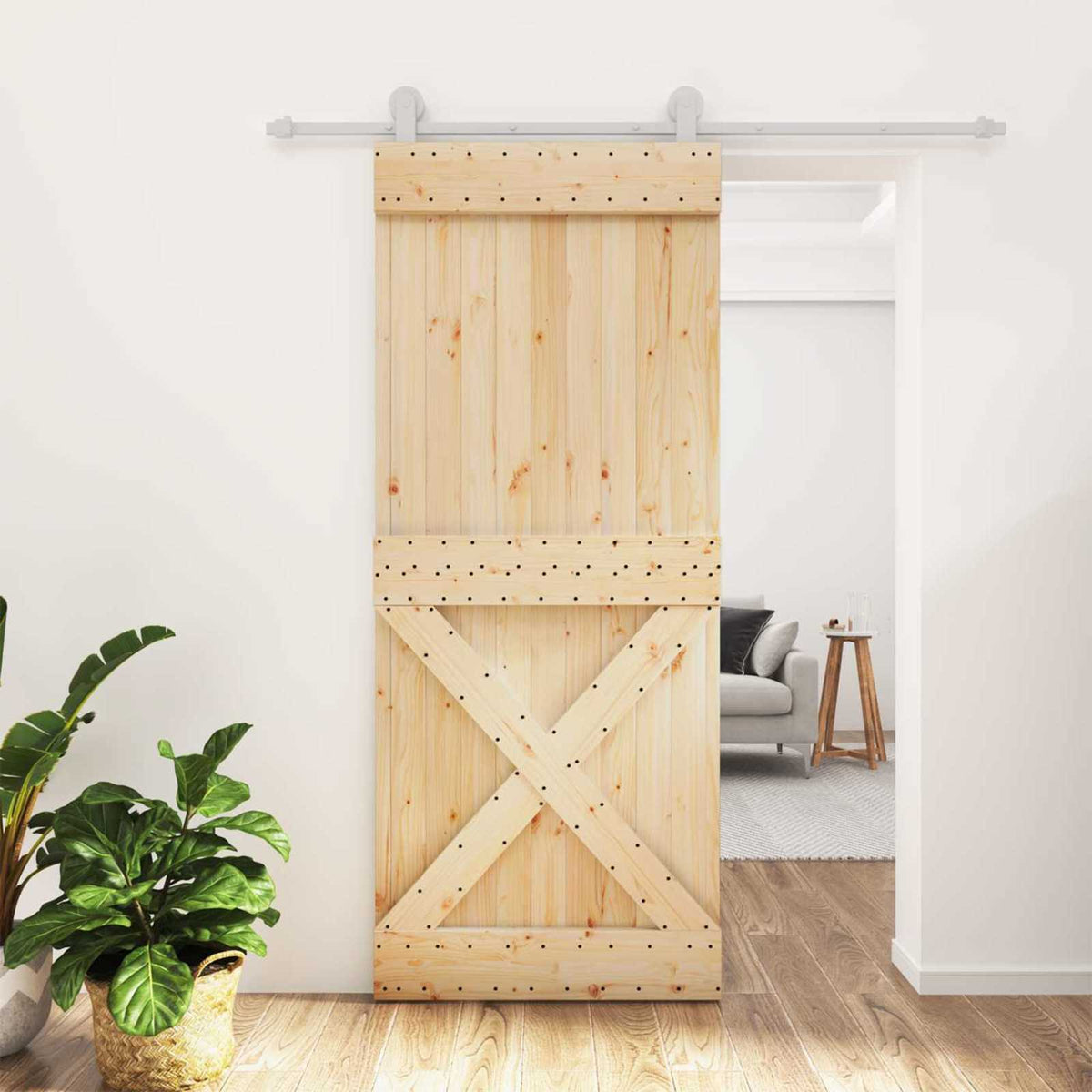 Schuifdeur Natuurlijk en Wit 85 x 210 cm Massief Grenenhout is nu te koop bij PeponiXL, paradijselijk wonen!