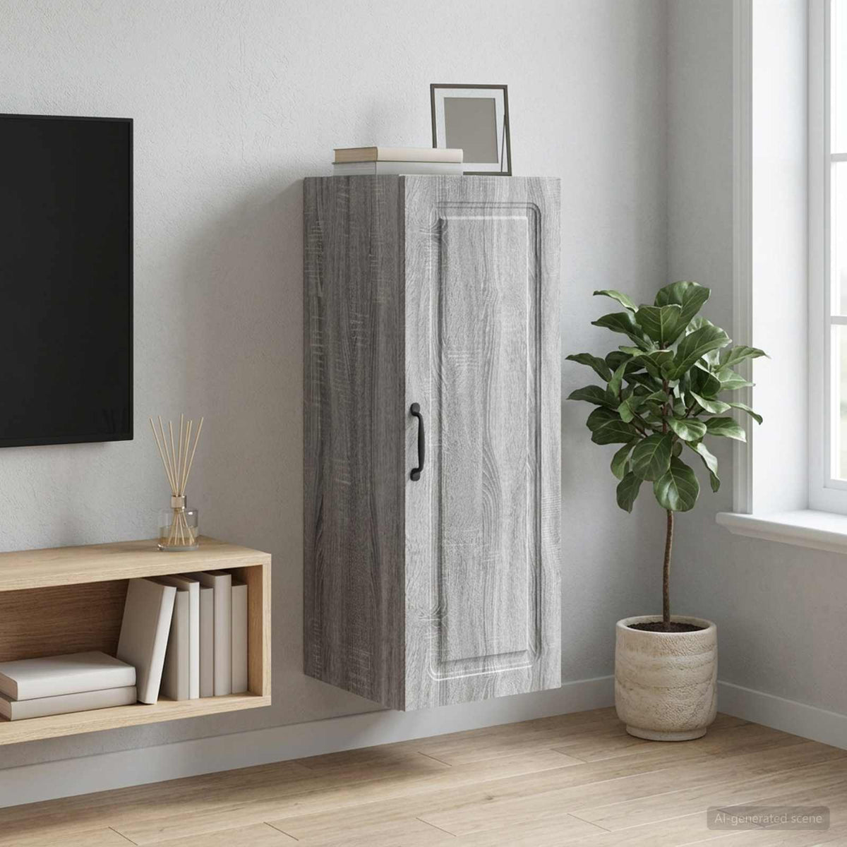 Wandkast Grijs Sonoma 33 x 34,5 x 90 cm Bewerkt hout is nu te koop bij PeponiXL, paradijselijk wonen!