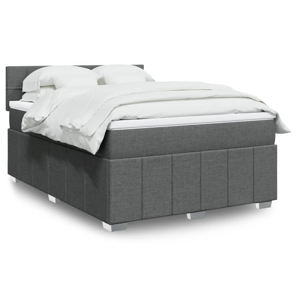 Boxspring met matras stof donkergrijs 140x190 cm is nu te koop bij PeponiXL, paradijselijk wonen!