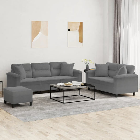 3-delige Loungeset met kussens microvezelstof donkergrijs is nu te koop bij PeponiXL, paradijselijk wonen!