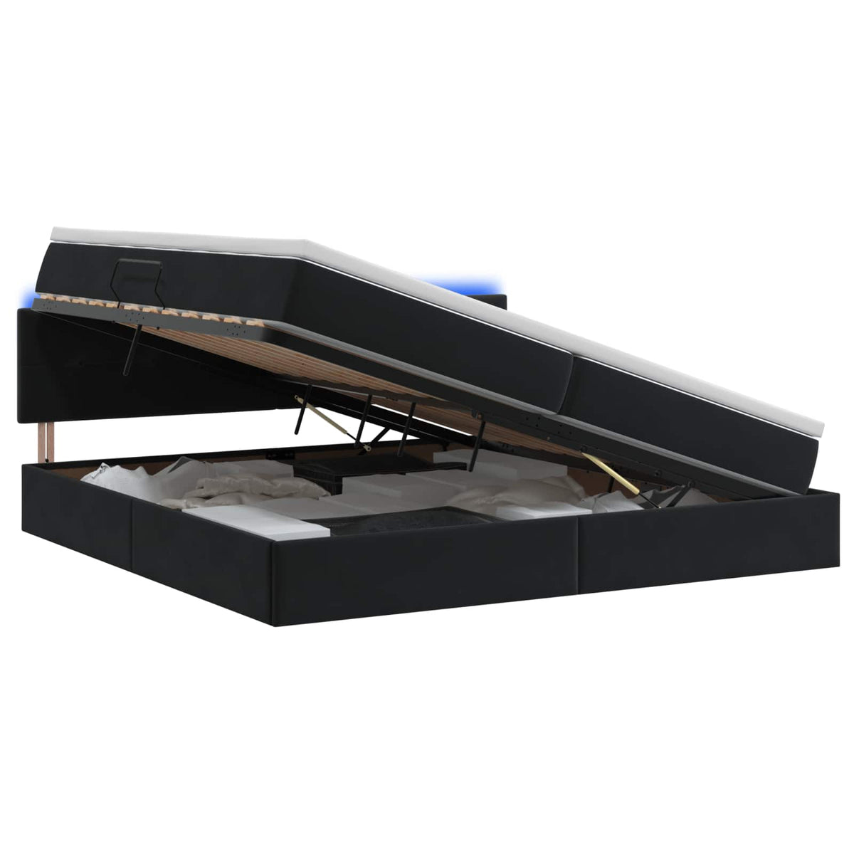 LED Opslagbed met Matras Zwart 200 x 200 cm Fluweel is nu te koop bij PeponiXL, paradijselijk wonen!