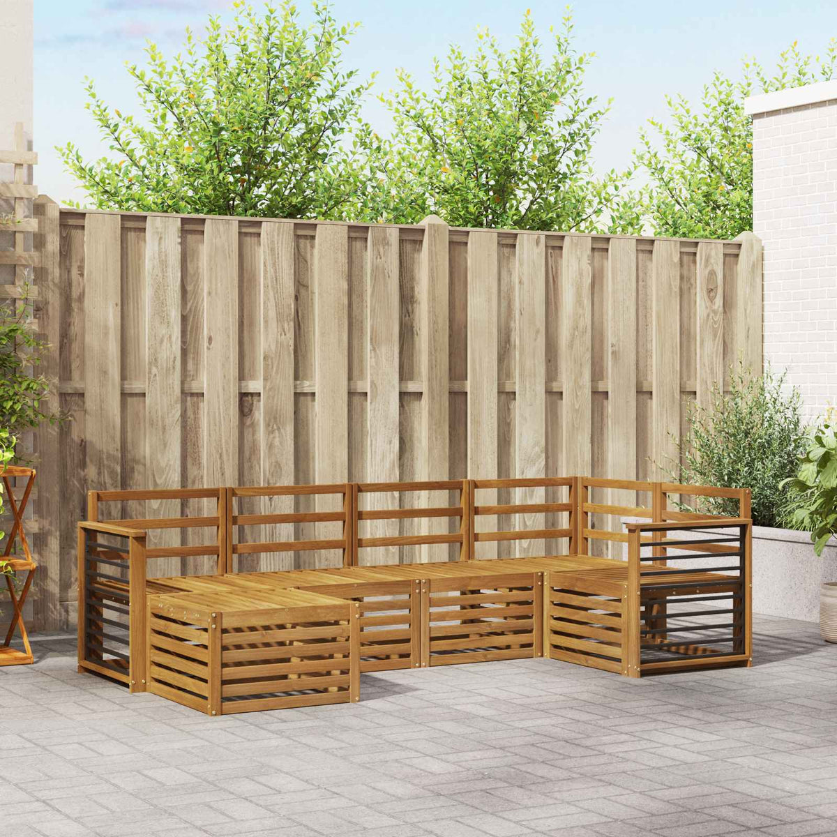 Sofa-Sets 6 pcs Naturel Massief Acaciahout is nu te koop bij PeponiXL, paradijselijk wonen!