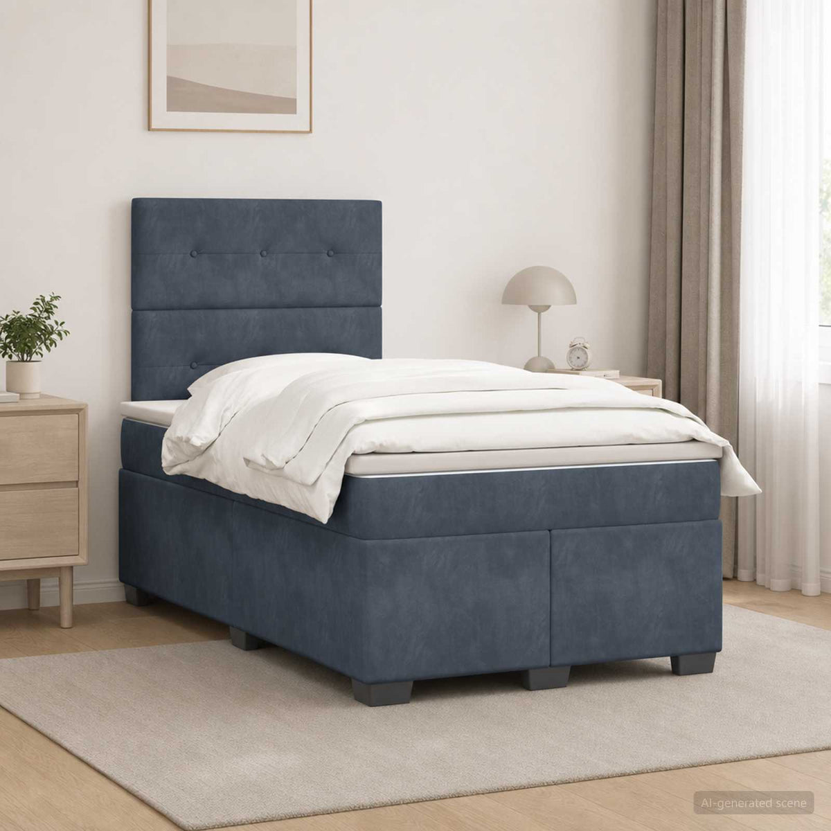 Boxspringbed met matras Donkergrijs 120 x 200 cm Fluweel is nu te koop bij PeponiXL, paradijselijk wonen!
