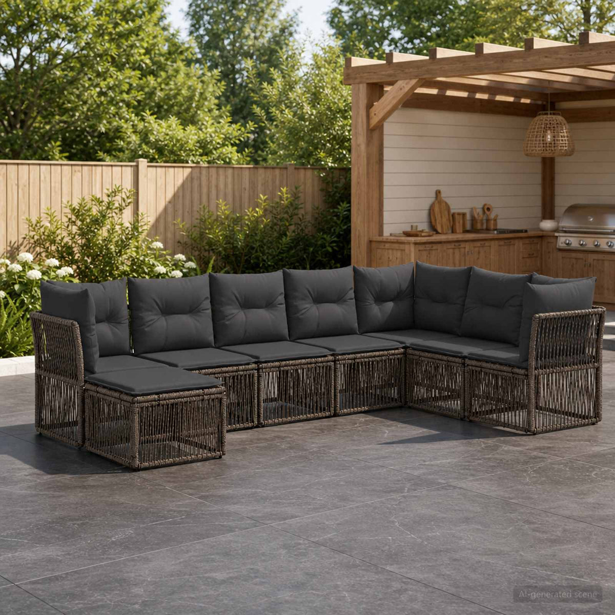 Tuinbankenset 8 pcs Grijs poly rattan is nu te koop bij PeponiXL, paradijselijk wonen!