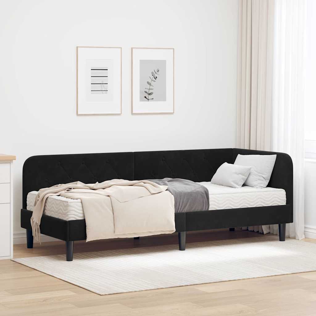 Hoekbedframe Zwart 80 x 200 cm Fluweel is nu te koop bij PeponiXL, paradijselijk wonen!