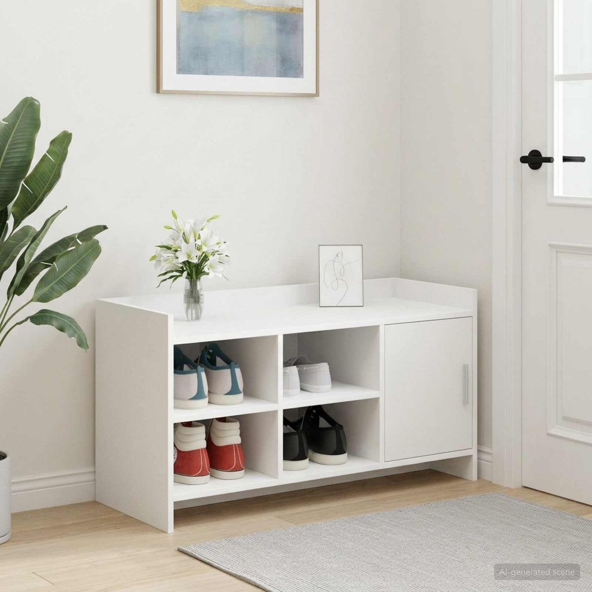 Schoenenkast met opslag Wit 100 x 39,5 x 51 cm Bewerkt hout is nu te koop bij PeponiXL, paradijselijk wonen!