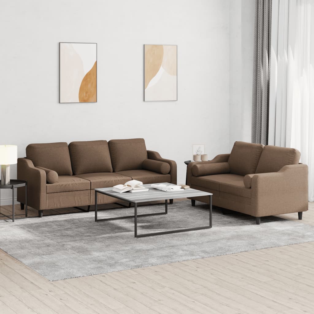 2-delige Loungeset met kussens stof bruin is nu te koop bij PeponiXL, paradijselijk wonen!