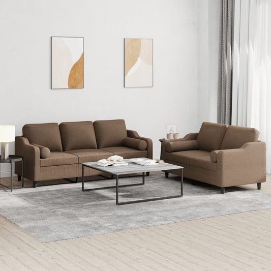 2-delige Loungeset met kussens stof bruin is nu te koop bij PeponiXL, paradijselijk wonen!