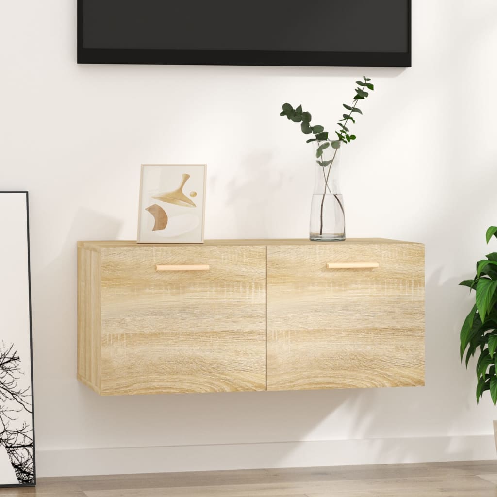 Wandkast 80x35x36,5 cm bewerkt hout sonoma eikenkleurig is nu te koop bij PeponiXL, paradijselijk wonen!