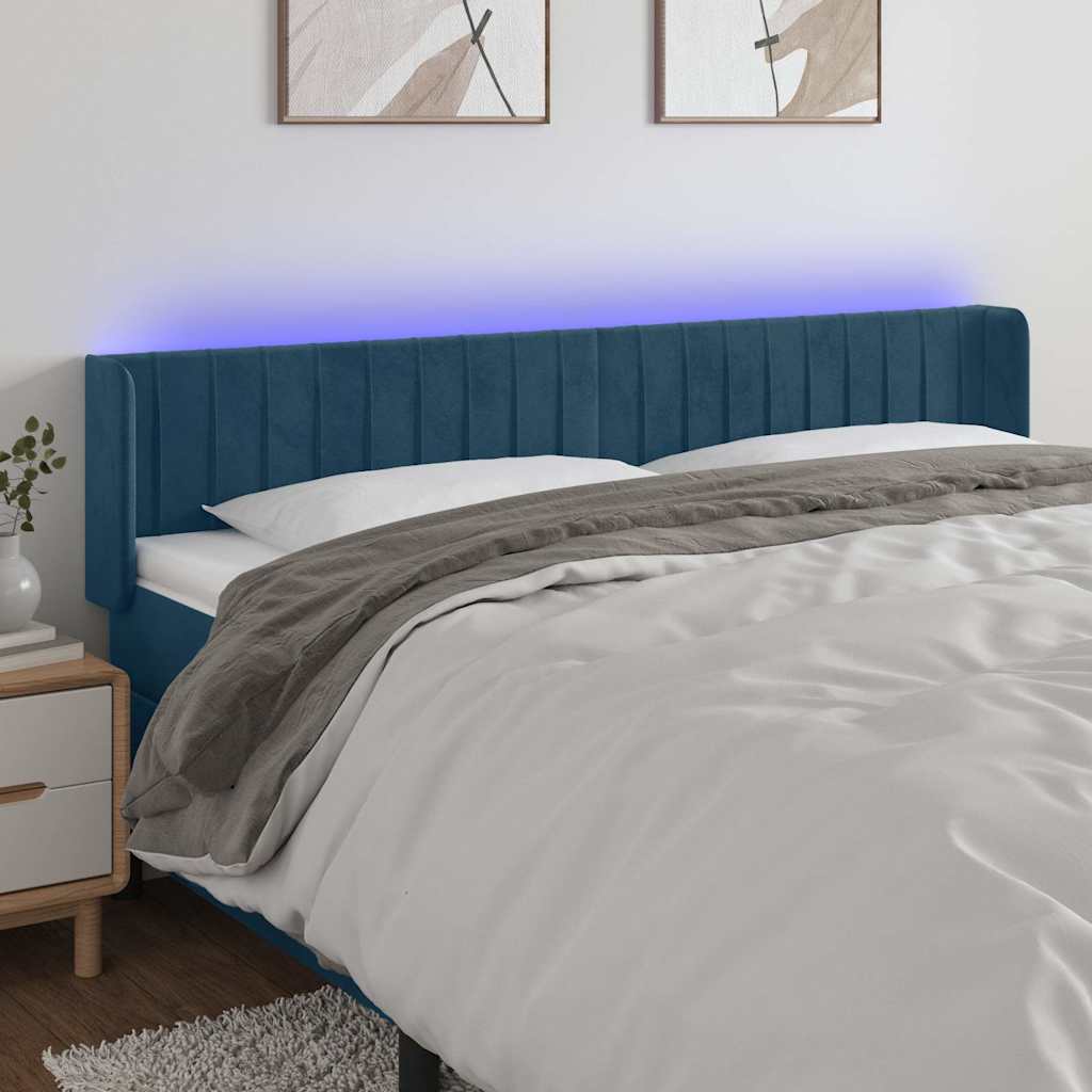 Hoofdbord LED 163x16x78/88 cm fluweel donkerblauw is nu te koop bij PeponiXL, paradijselijk wonen!