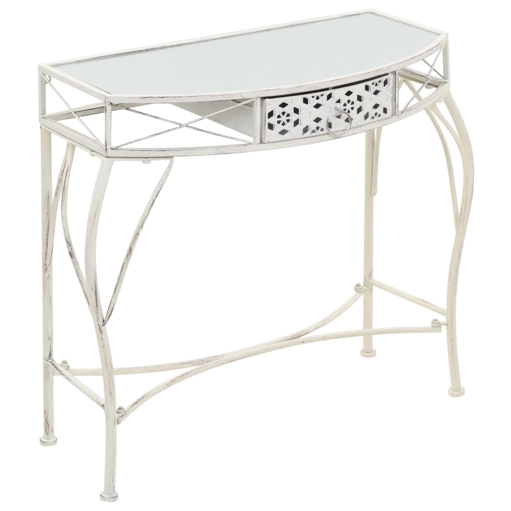 Bijzettafel Franse stijl 82x39x76 cm metaal wit is nu te koop bij PeponiXL, paradijselijk wonen!