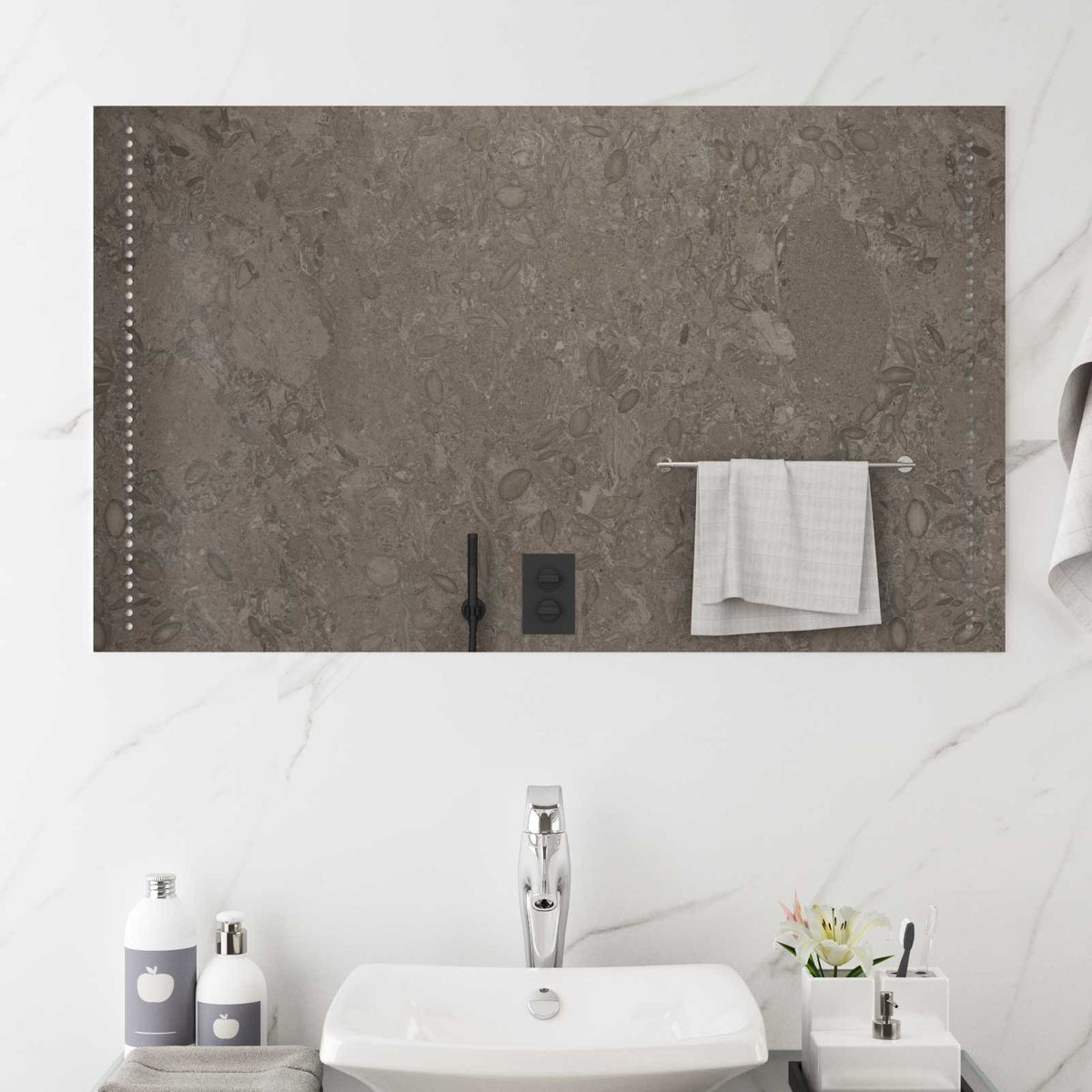 LED Badkamer Spiegel Doorzichtig 100 x 60 cm gehard glas is nu te koop bij PeponiXL, paradijselijk wonen!