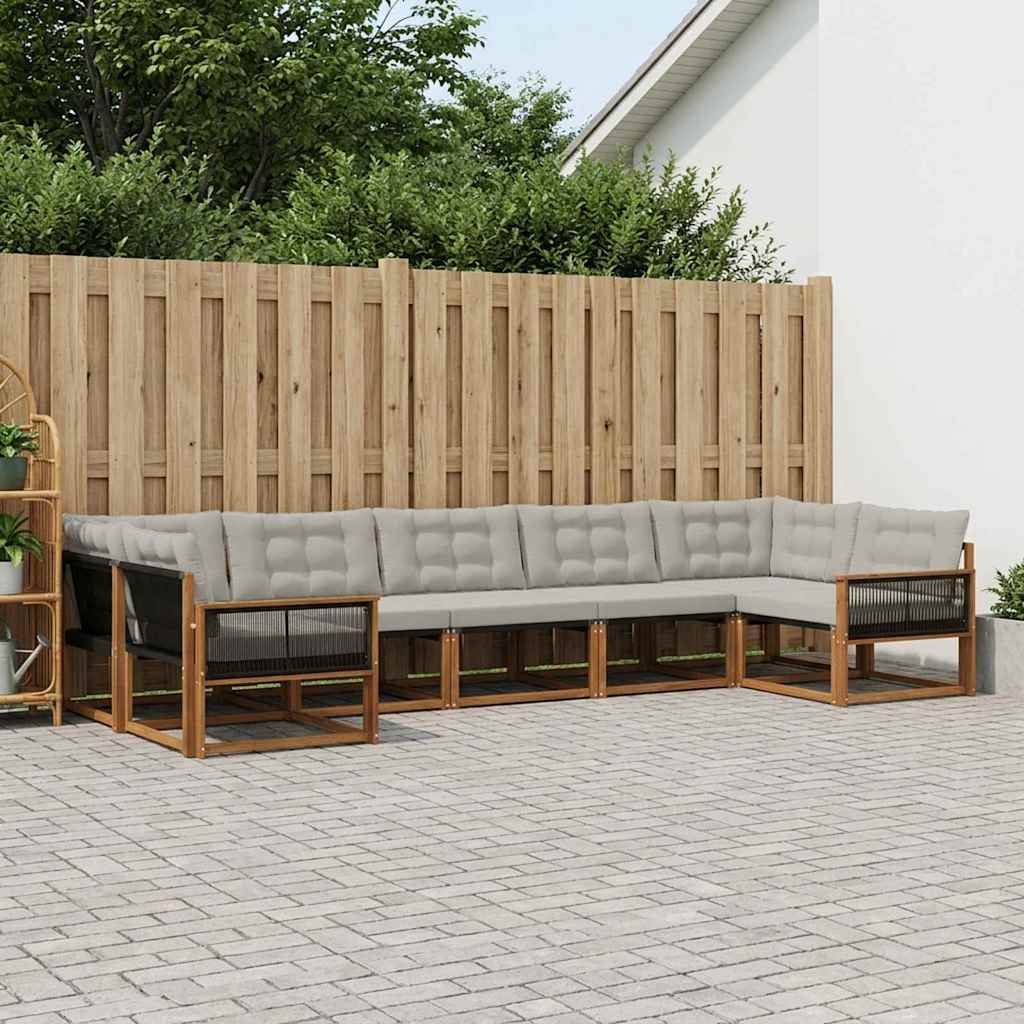 Buiten bankenset met kussen 7 pcs Naturel en lichtgrijs is nu te koop bij PeponiXL, paradijselijk wonen!