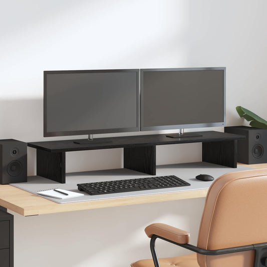 Monitor Stand Zwart eiken 100 x 27 x 15 cm Bewerkt hout is nu te koop bij PeponiXL, paradijselijk wonen!