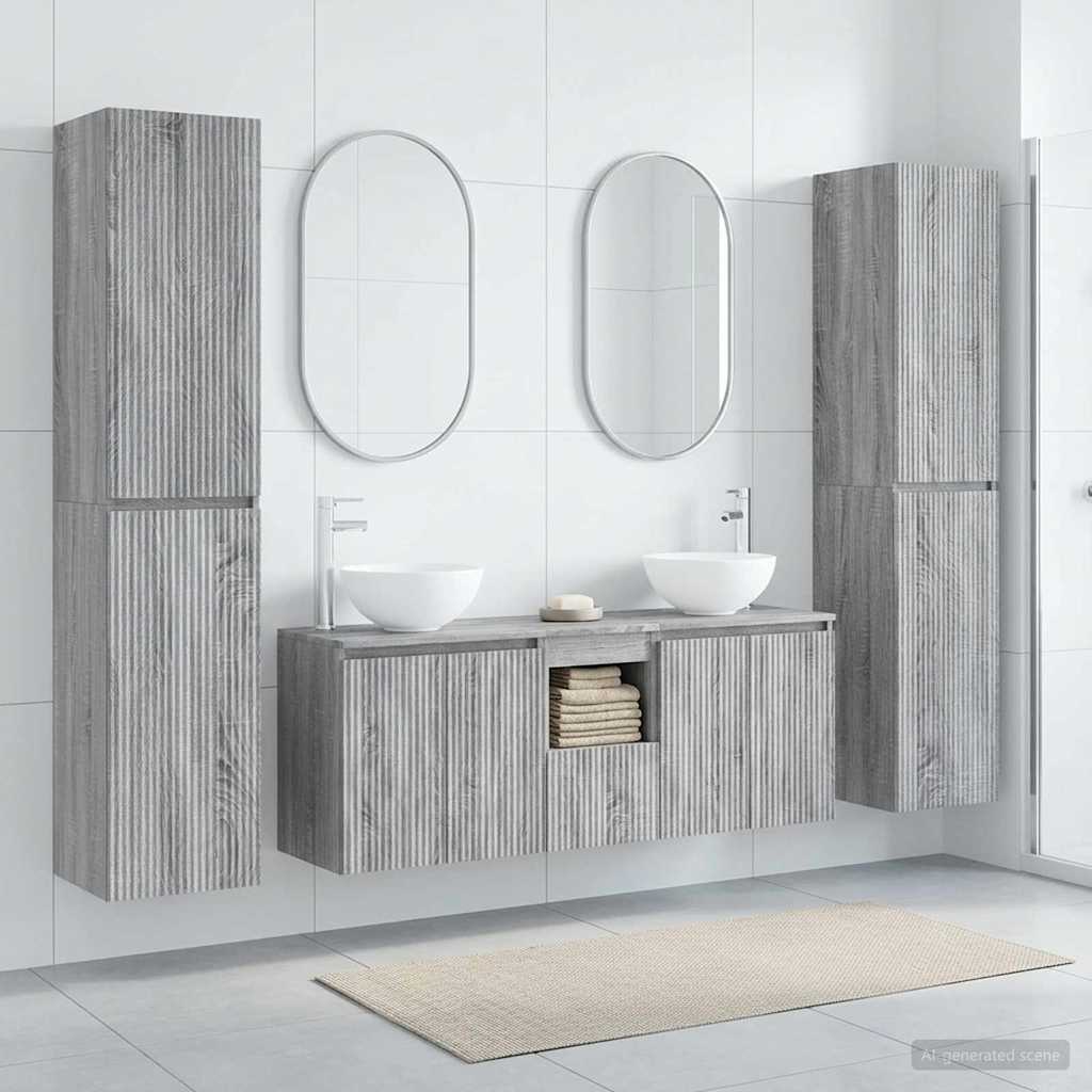 Badkamermeubelset 5 st Grijs Sonoma 33 x 34,5 x 160 cm is nu te koop bij PeponiXL, paradijselijk wonen!