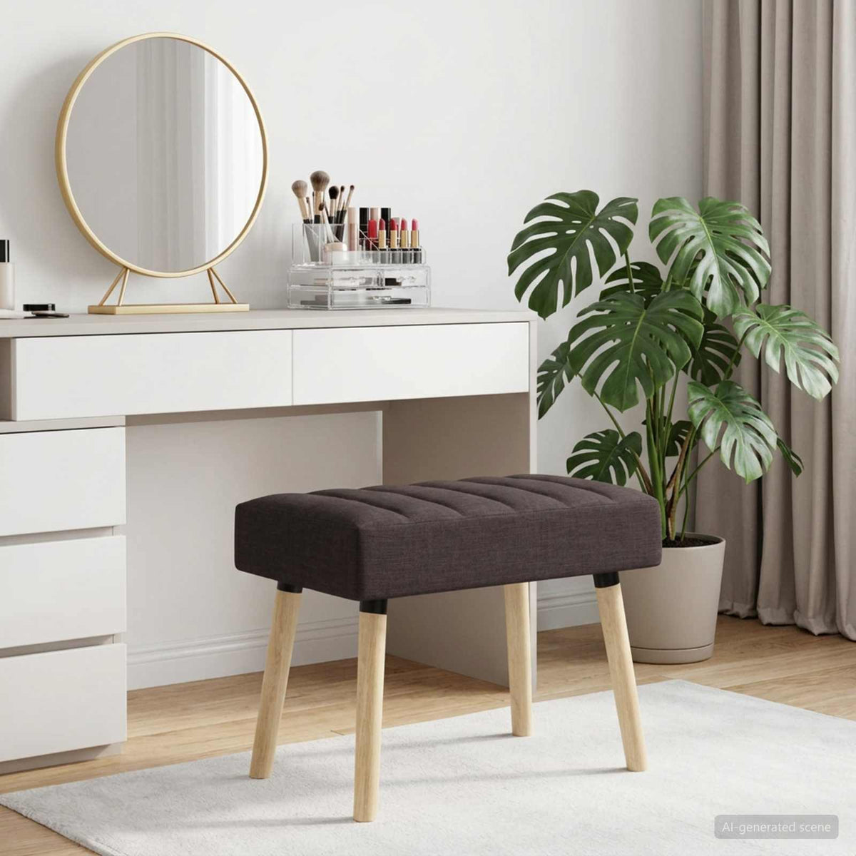 Kanaal-geplooide bank Donkerbruin 60 x 40 x 45 cm Stof is nu te koop bij PeponiXL, paradijselijk wonen!