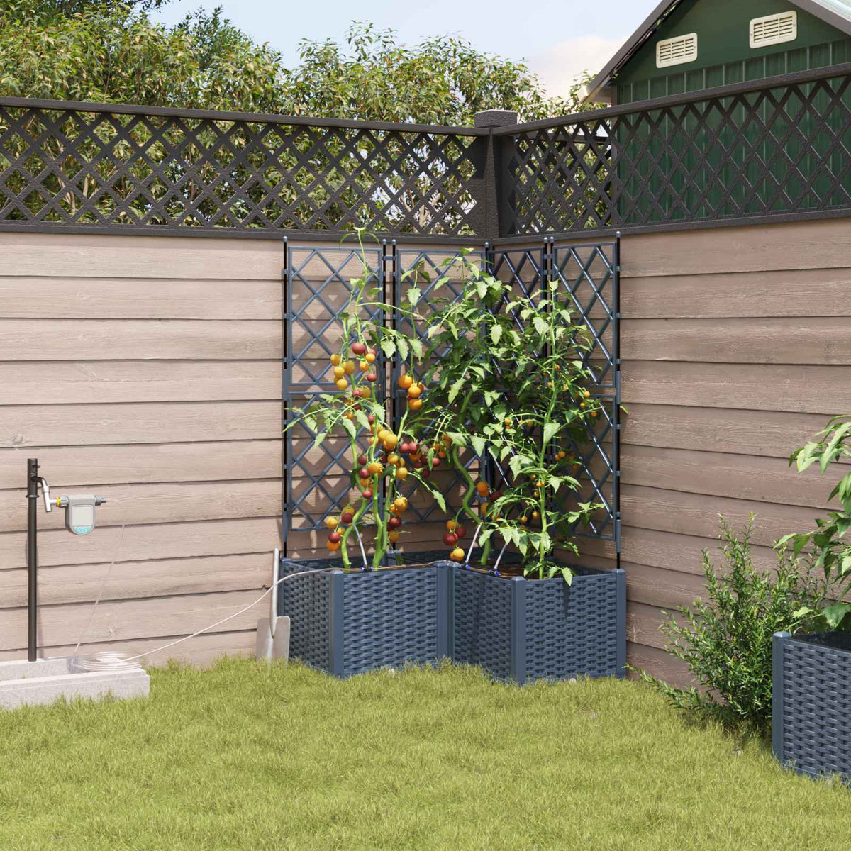 Tuin Bloempot 3 pcs Grijs 80 x 80 x 142 cm Kunststof is nu te koop bij PeponiXL, paradijselijk wonen!