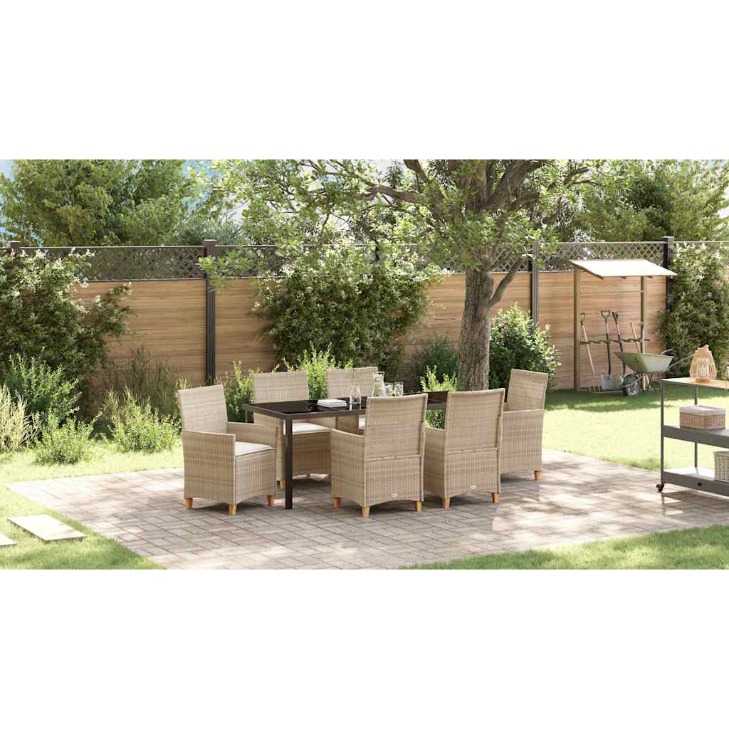 Tuin eettafelset 7 pcs Beige poly rattan is nu te koop bij PeponiXL, paradijselijk wonen!