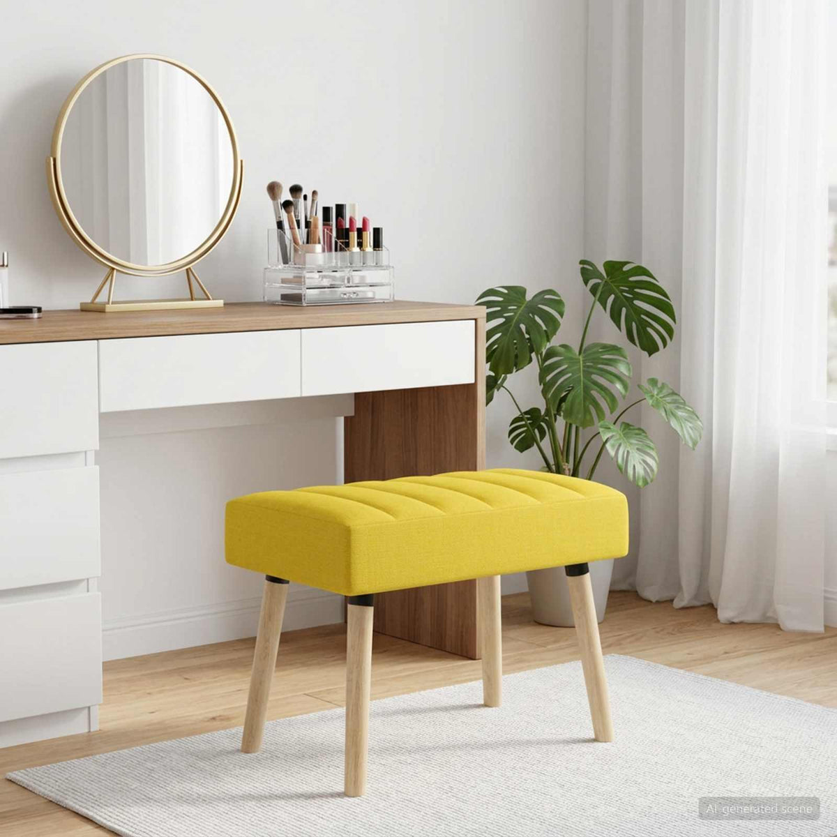 Kanaal-geplooide bank Lichtgeel 60 x 40 x 45 cm Stof is nu te koop bij PeponiXL, paradijselijk wonen!