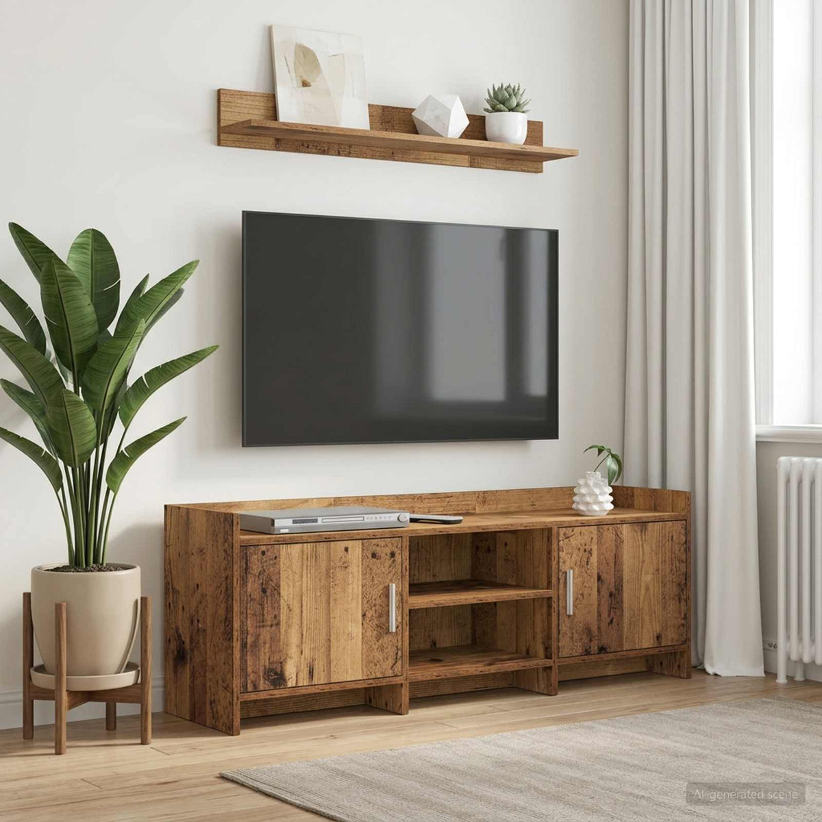 TV-kast 130 x 33 x 47 cm Oud hout Bewerkt hout is nu te koop bij PeponiXL, paradijselijk wonen!