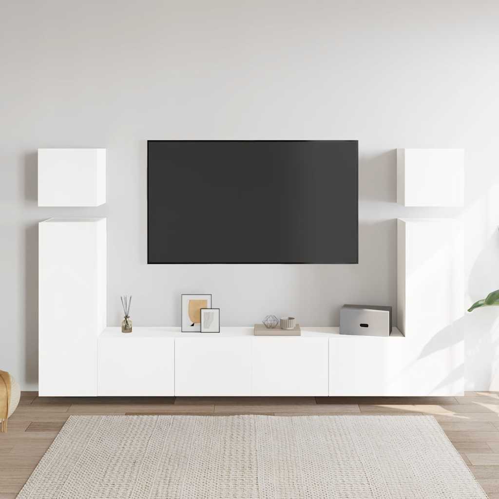8-delige Tv-meubelset bewerkt hout wit is nu te koop bij PeponiXL, paradijselijk wonen!