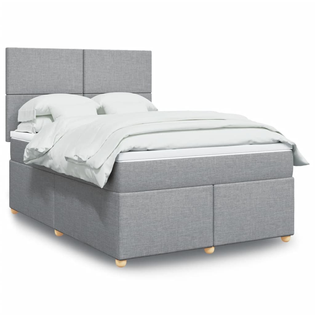 Boxspring met matras stof lichtgrijs 160x200 cm is nu te koop bij PeponiXL, paradijselijk wonen!