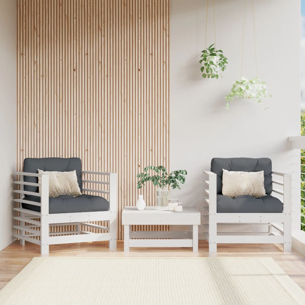 Tuinstoelen 2 st massief grenenhout wit is nu te koop bij PeponiXL, paradijselijk wonen!