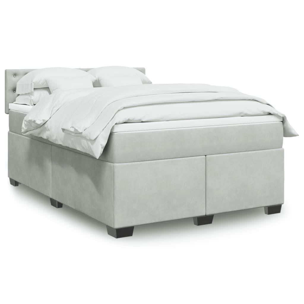 Boxspring met matras fluweel lichtgrijs 160x200 cm is nu te koop bij PeponiXL, paradijselijk wonen!
