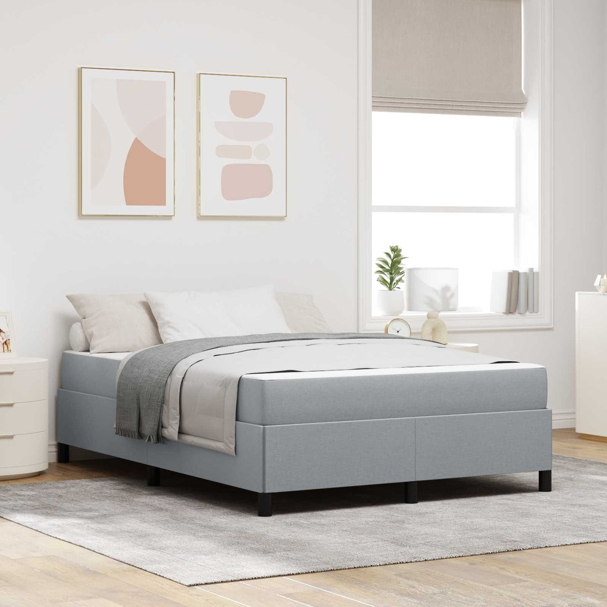Boxspringbed Lichtgrijs 140 x 200 cm Stof is nu te koop bij PeponiXL, paradijselijk wonen!