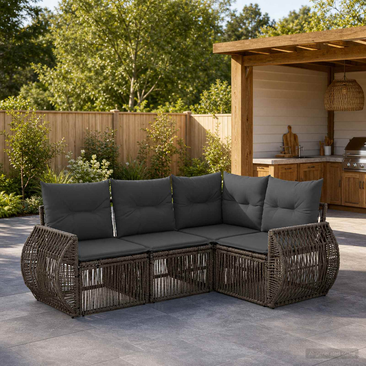 Tuinbankenset 4 pcs Grijs en Donkergrijs poly rattan is nu te koop bij PeponiXL, paradijselijk wonen!