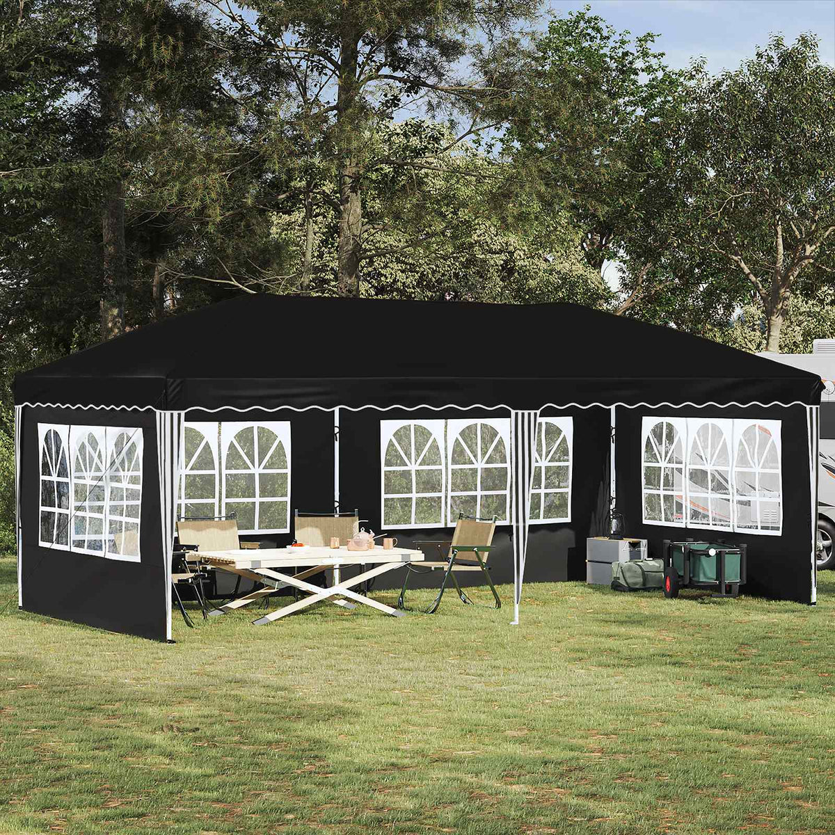 Pop-up Feesttent 575 x 289 x 245 cm Zwart is nu te koop bij PeponiXL, paradijselijk wonen!
