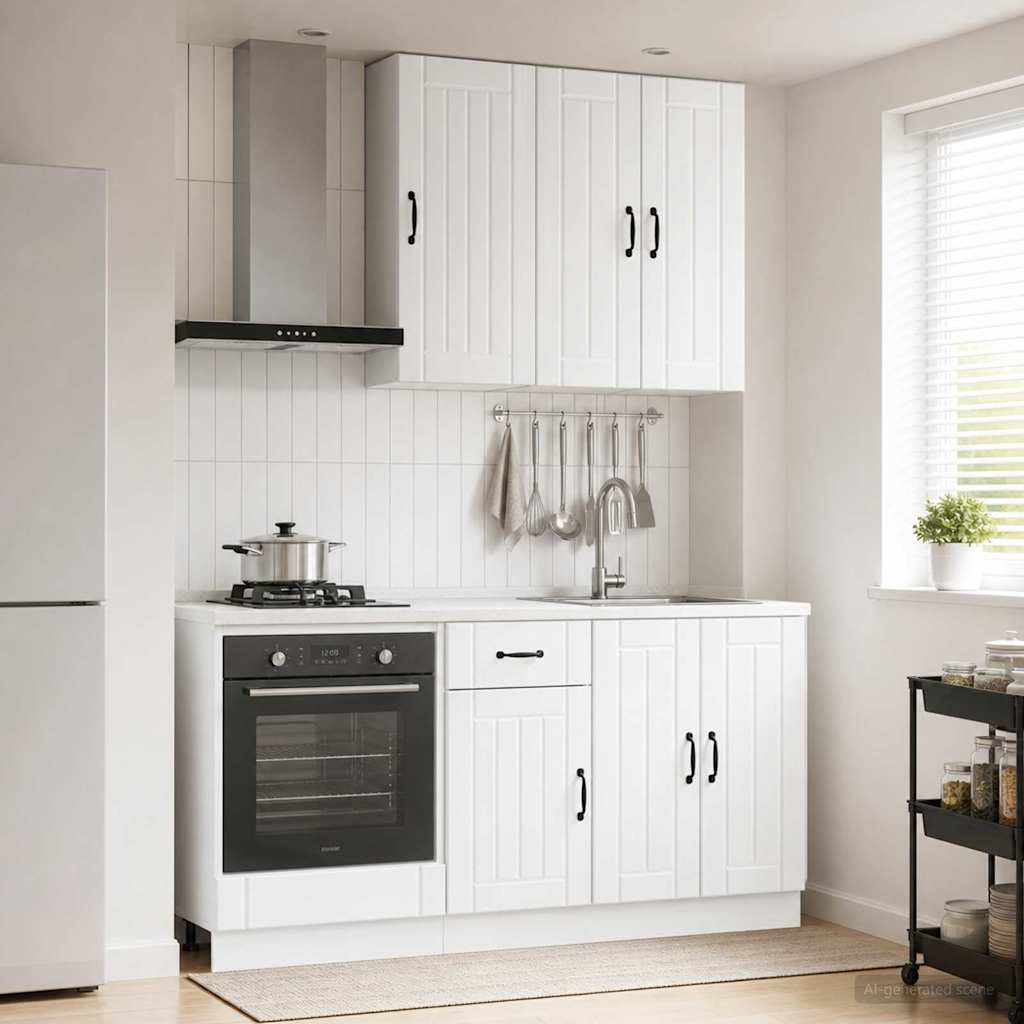 Keukenblok LUCCA 5 pcs Hoogglans Wit Bewerkt hout is nu te koop bij PeponiXL, paradijselijk wonen!