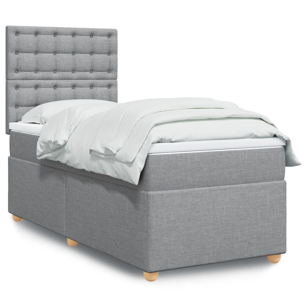 Boxspring met matras stof lichtgrijs 90x200 cm is nu te koop bij PeponiXL, paradijselijk wonen!