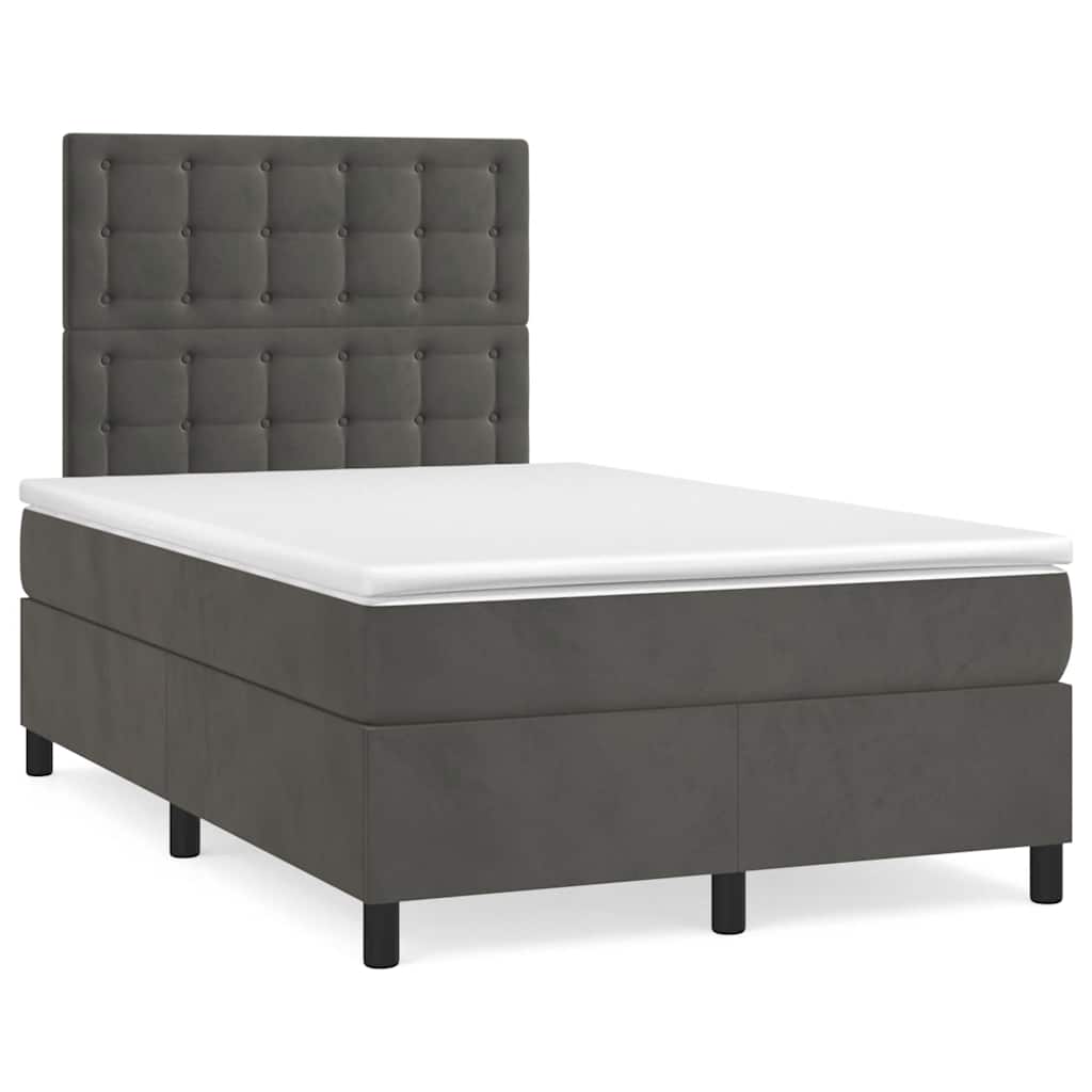 Boxspring met matras fluweel donkergrijs 120x190 cm is nu te koop bij PeponiXL, paradijselijk wonen!